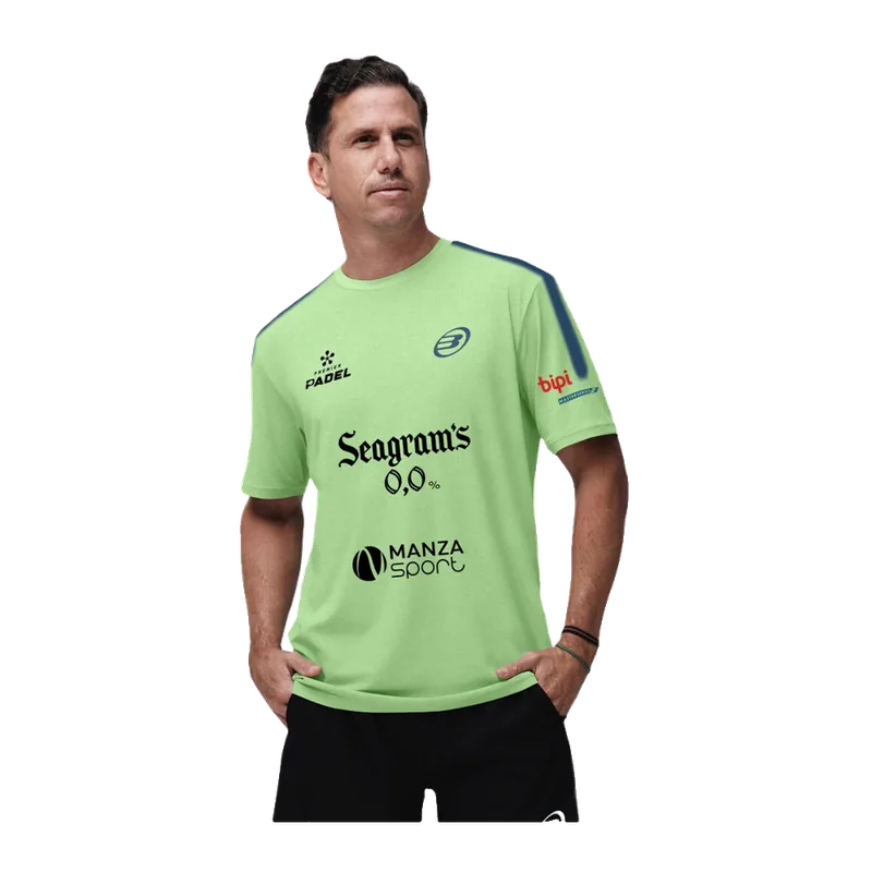 Bullpadel Montse verde SS26 Paquito Navarro T-shirt ufficiale da padel