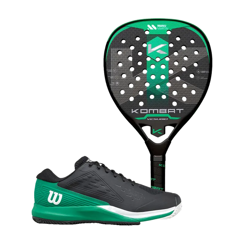 Pack Racchetta Kombat Vesubio 2025 by Manu Martin + Scarpe Wilson Rush Pro Ace Clay Black FW25