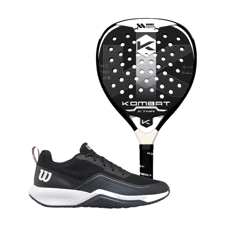 Pack Racchetta Kombat Etna 2025 by Manu Martin + Scarpe Wilson Rush Pro Ace Black FW25